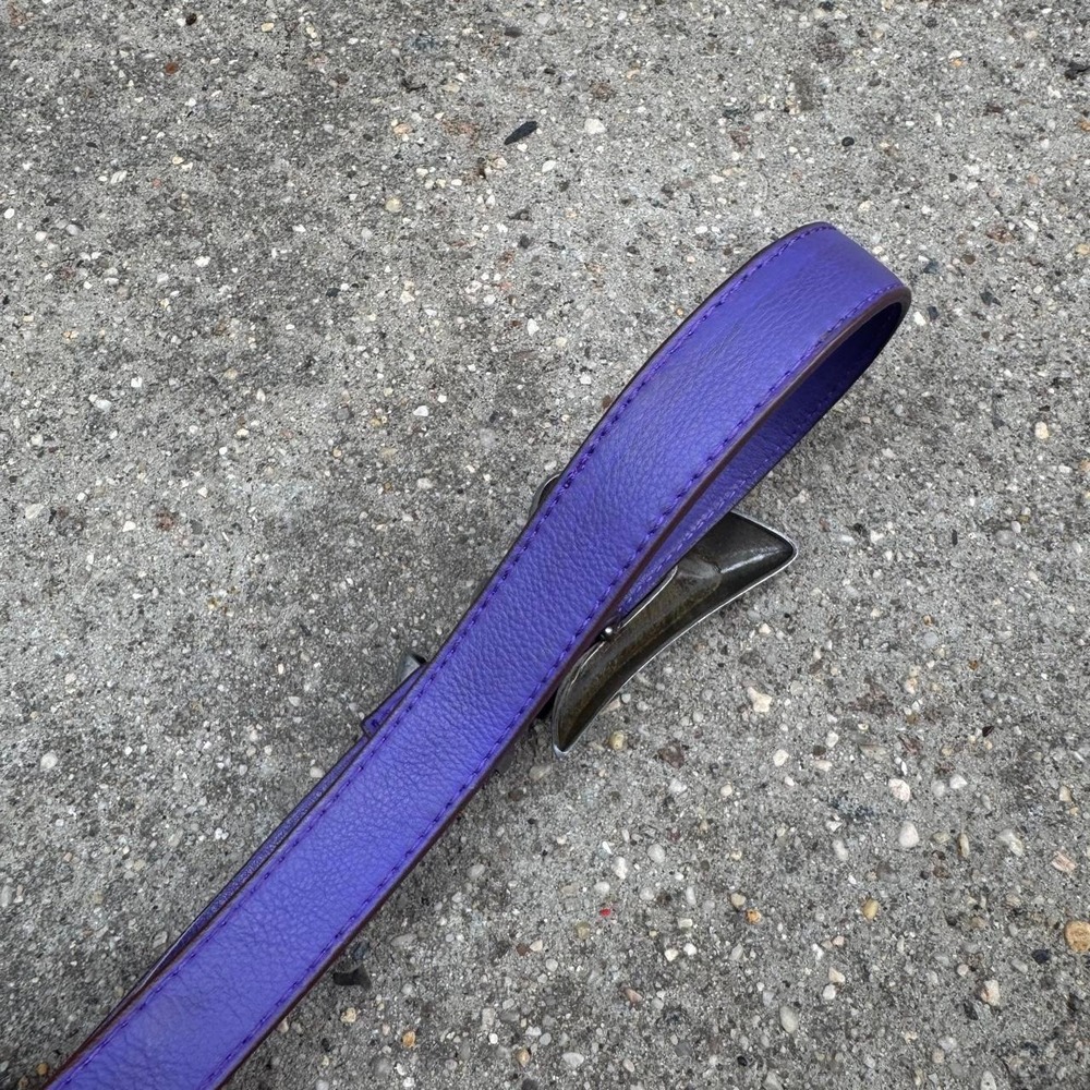 Free People Purple Leather Belt Women's Size S/M Silver Buckle Waist Boho Indie - Picture 8 of 8